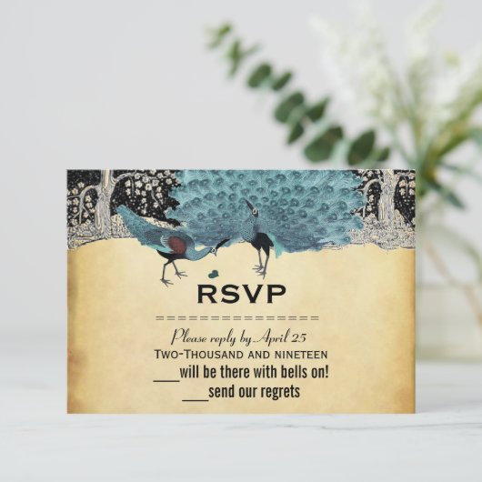 Gold Black Aqua  Peacock Forest (Staand voorkant)