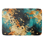 Gold Black Aqua Sinaasappel Leopard Abstract Badmat (Voorkant)