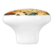Gold Black Aqua Sinaasappel Leopard Abstract Keramische Knop (Zijkant)