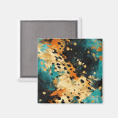 Gold Black Aqua Sinaasappel Leopard Abstract Magneet (Voorkant / Achterkant)
