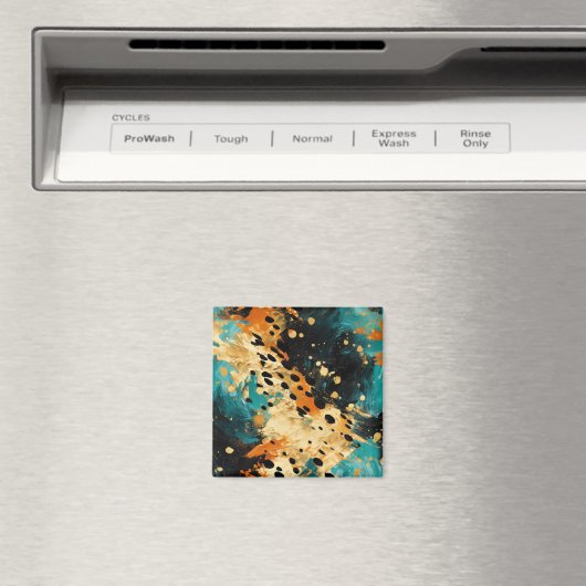 Gold Black Aqua Sinaasappel Leopard Abstract Magneet (Insitu (Vaatwasser))