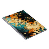 Gold Black Aqua Sinaasappel Leopard Abstract Notitieboek (Rechterzijde)