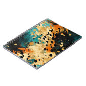 Gold Black Aqua Sinaasappel Leopard Abstract Notitieboek (Linkerzijde)