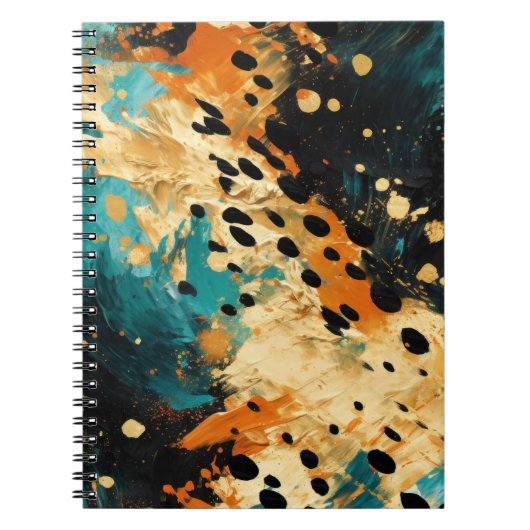 Gold Black Aqua Sinaasappel Leopard Abstract Notitieboek (Voorkant)