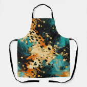 Gold Black Aqua Sinaasappel Leopard Abstract Schort (Voorkant)