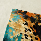 Gold Black Aqua Sinaasappel Leopard Abstract Strandlaken (In situ)