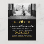 Gold Black Arrows Wedding Heart Kaart Save the Dat (Voorkant)