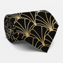 Gold black art deco betegeld patroon stropdas