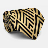 Gold black art deco betegeld patroon stropdas (Opgerold)
