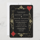 Gold Black Art Deco Casino Vegas Poker Wedding Kaart (Voorkant)
