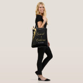 Gold Black Art Deco Design Bride Weddenschap Tote Bag (Op model)