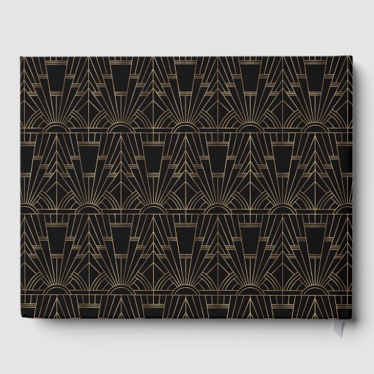 Gold Black Art Deco Gatsby 1920s Style Wedding Gastenboek (Achterkant)