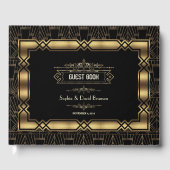 Gold Black Art Deco Gatsby 1920s Style Wedding Gastenboek (Voorkant)