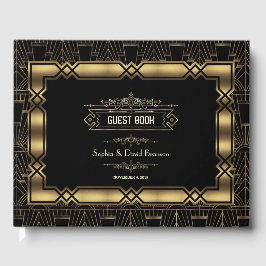 Gold Black Art Deco Gatsby 1920s Style Wedding Gastenboek
