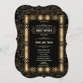 Gold Black Art Deco Gatsby 1920s Sweet Sixteen Kaart (Voorkant / Achterkant)