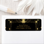 Gold & Black Art Deco Gatsby Roaring 20 elegant Etiket (Insitu)