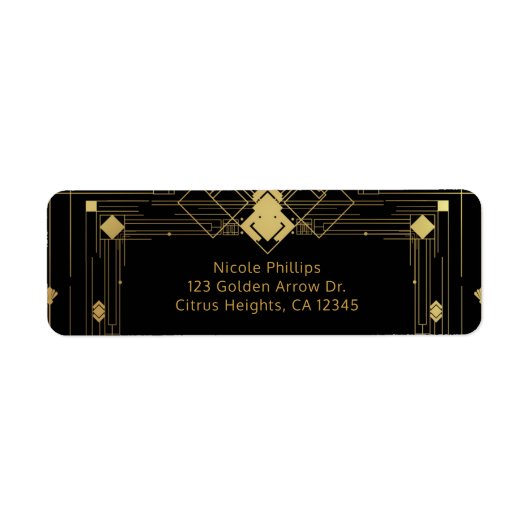 Gold & Black Art Deco Gatsby Roaring 20 elegant Etiket (Voorkant)