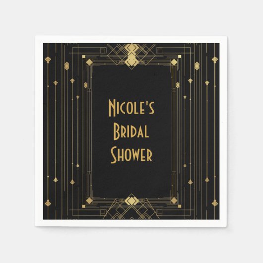 Gold & Black Art Deco Gatsby Roaring 20 elegant Servet (Voorkant)