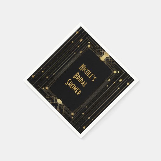 Gold & Black Art Deco Gatsby Roaring 20 elegant Servet (Hoek)