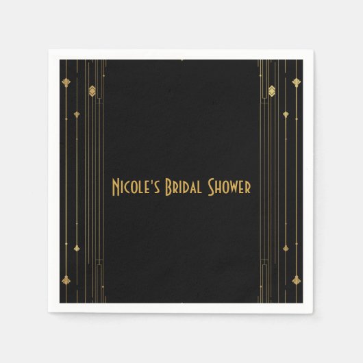 Gold & Black Art Deco Gatsby Roaring 20 elegant Servet (Voorkant)