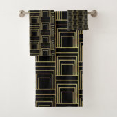 Gold Black Art Deco Geometric Glam Bad Handdoek (Insitu)