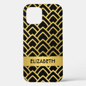 Gold Black Art Deco Geometric Pattern personalisee Case-Mate iPhone Case (Achterkant)