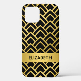 Gold Black Art Deco Geometric Pattern personalisee Case-Mate iPhone Case