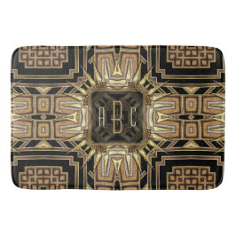 Gold+Black Art Deco Sunburst Pattern Monogram Mat