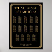 Gold Black Art Deco Wedding Seating Chart 20x28 Poster (Voorkant)