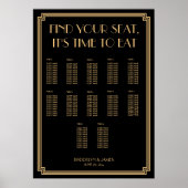 Gold Black Art Deco Wedding Seating Chart Poster (Voorkant)