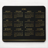 Gold Black Art Deco Yarly Calendar 2016 Mousepad Muismat (Voorkant)