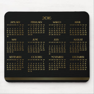 Gold Black Art Deco Yarly Calendar 2016 Mousepad Muismat