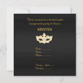 GOLD BLACK BACHELORETTE MASQUERADE PARTIJ KAART (Achterkant)