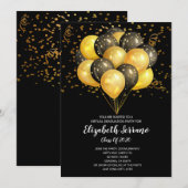 Gold Black ballonnen van Virtual Graduparty Kaart (Voorkant / Achterkant)