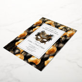 Gold Black Balloon Nieuwjaarsfeest Folie Uitnodiging (Gedraaid)