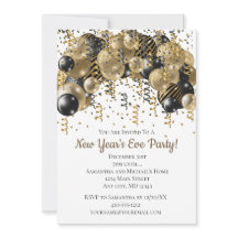 Gold Black Balloons Confetti New Years Eve Party
