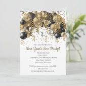 Gold Black Balloons Confetti New Years Eve Party (Staand voorkant)