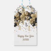 Gold Black Balloons Confetti New Years Eve Party Cadeaulabel (Voorkant)