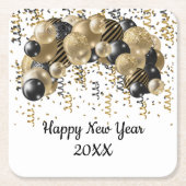Gold Black Balloons Confetti New Years Eve Party Kartonnen Onderzetters (Voorkant)