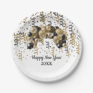 Gold Black Balloons Confetti New Years Eve Party Papieren Bordje