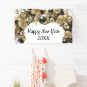 Gold Black Balloons Confetti New Years Eve Party Spandoek (Insitu)