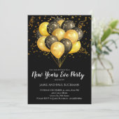 Gold & Black Balloons Confetti - Nieuwe jaren Kaart (Staand voorkant)