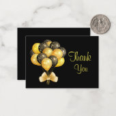 Gold Black Balloons Hartelijk dank Notitiekaartje (Voorkant / Achterkant in situ)