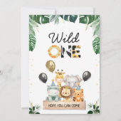 Gold Black Balloons Safari Wild Op een dag Kaart (Achterkant)