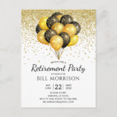 Gold Black Balloons Uitnodiging Briefkaart (Voorkant)