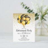 Gold Black Balloons Uitnodiging Briefkaart (Staand voorkant)