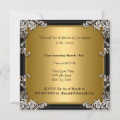 Gold Black Birthday Party Invitation Kaart (Achterkant)
