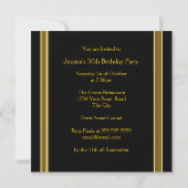 Gold Black Birthday Party Luxury Kaart (Achterkant)