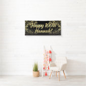 Gold/Black Bokeh 100th Birthday Party Decoration Spandoek (Insitu)