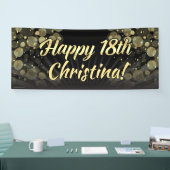 Gold/Black Bokeh 18th Birthday Party Decoration Spandoek (Beurs)